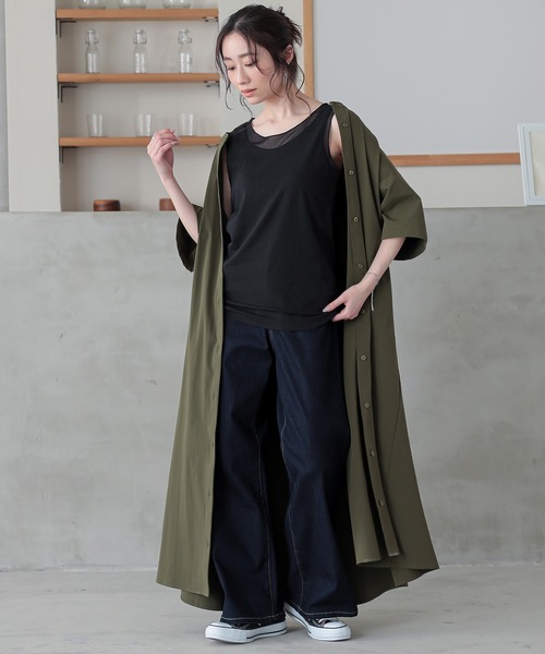 osharewalker（オシャレウォーカー）の「『シアーメッシュ切替タンクトップ』（タンクトップ・レディース・ライトグレー/ブラック/ブルー・1/2）」の7枚目の写真