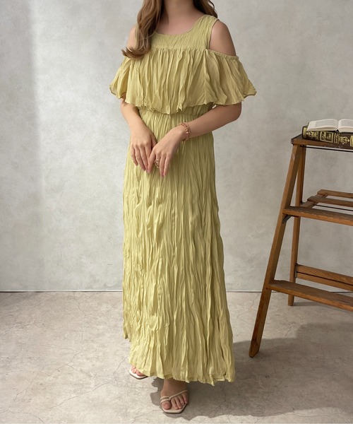 apres jour clair(アプレジュールクレア)の「【apres jour clair】ワッシャークリンクル2WAYワンピース【ZOZOTOWN限定アイテム】(ワンピース・レディース・ブラック/グリーン/アイボリー・X-LARGE/フリー)」の1枚目の写真