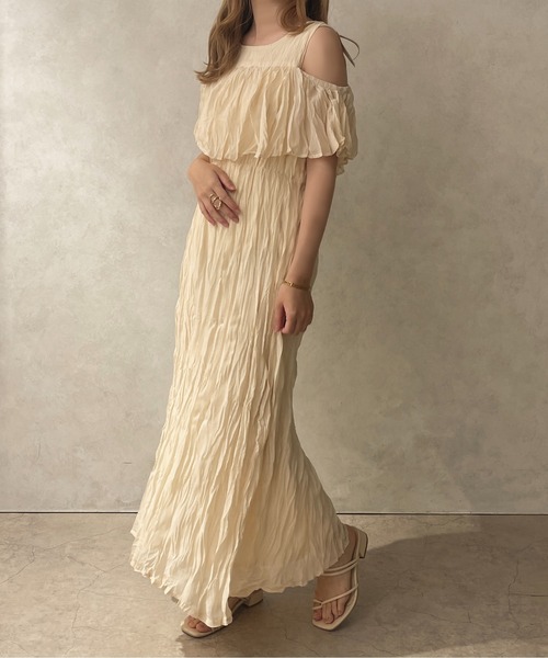 apres jour clair(アプレジュールクレア)の「【apres jour clair】ワッシャークリンクル2WAYワンピース【ZOZOTOWN限定アイテム】(ワンピース・レディース・ブラック/グリーン/アイボリー・X-LARGE/フリー)」の2枚目の写真