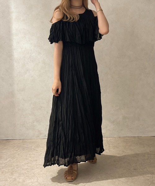 apres jour clair(アプレジュールクレア)の「【apres jour clair】ワッシャークリンクル2WAYワンピース【ZOZOTOWN限定アイテム】(ワンピース・レディース・ブラック/グリーン/アイボリー・X-LARGE/フリー)」の6枚目の写真