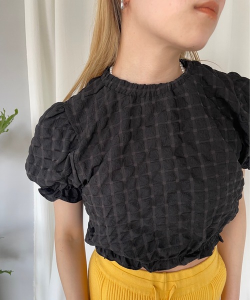 SANSeLF（サンセルフ）の「エンボスショートトップス【SANSeLF】sanw22s093（その他トップス・レディース・ホワイト/ブラック・FREE）」の20枚目の写真