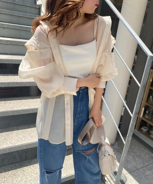 one after another NICE CLAUP（ワンアフターアナザーナイスクラップ）の「【S,Mサイズ】カッティングワイドデニムパンツ（デニムパンツ・レディース・ライトブルー/ネイビー/ピンク/ブルー・SMALL/MEDIUM）」の16枚目の写真