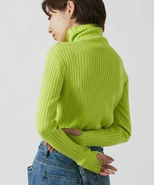 Auntie Rosa Holiday（アンティローザホリデー）の「フィンガーホールカラーリブニットタートル（ニット/セーター・レディース・ブラック/パープル/ピンク/オレンジ/ブルー/グリーン/ライトグリーン/アイボリー・FREE）」の5枚目の写真