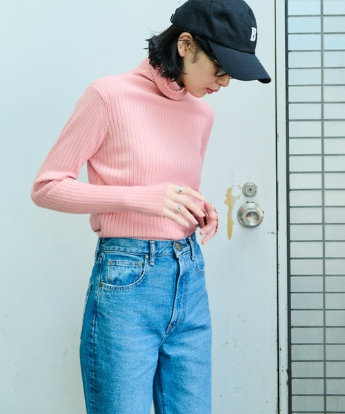 Auntie Rosa Holiday（アンティローザホリデー）の「フィンガーホールカラーリブニットタートル（ニット/セーター・レディース・ブラック/パープル/ピンク/オレンジ/ブルー/グリーン/ライトグリーン/アイボリー・FREE）」の13枚目の写真