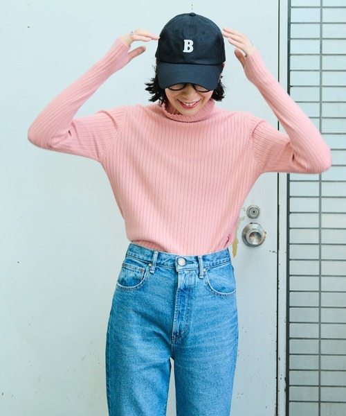 Auntie Rosa Holiday（アンティローザホリデー）の「フィンガーホールカラーリブニットタートル（ニット/セーター・レディース・ブラック/パープル/ピンク/オレンジ/ブルー/グリーン/ライトグリーン/アイボリー・FREE）」の14枚目の写真