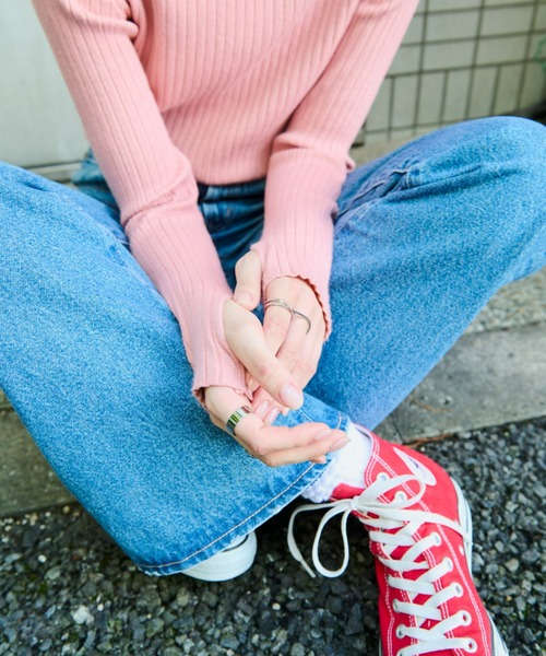 Auntie Rosa Holiday（アンティローザホリデー）の「フィンガーホールカラーリブニットタートル（ニット/セーター・レディース・ブラック/パープル/ピンク/オレンジ/ブルー/グリーン/ライトグリーン/アイボリー・FREE）」の19枚目の写真