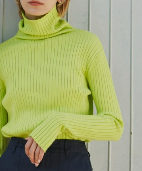 Auntie Rosa Holiday（アンティローザホリデー）の「フィンガーホールカラーリブニットタートル（ニット/セーター・レディース・ブラック/パープル/ピンク/オレンジ/ブルー/グリーン/ライトグリーン/アイボリー・FREE）」の9枚目の写真