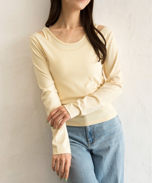 Alite cloth（アリーテクロス）の「オフショルダーカットソー&タンクトップSETアンサンブル（アンサンブル・レディース・ブラック/オフホワイト/ブルー/ライトイエロー・FREE）」の6枚目の写真