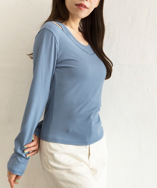 Alite cloth（アリーテクロス）の「オフショルダーカットソー&タンクトップSETアンサンブル（アンサンブル・レディース・ブラック/オフホワイト/ブルー/ライトイエロー・FREE）」の11枚目の写真