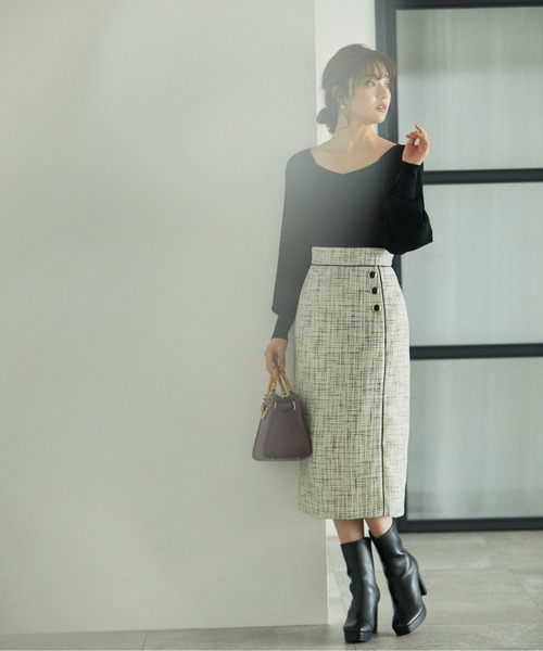 PROPORTION BODY DRESSING（プロポーションボディドレッシング）の「ツイードタイトスカート / 1212220803（スカート・レディース・ネイビー/ホワイト系その他・SMALL/MEDIUM/X-SMALL）」の12枚目の写真