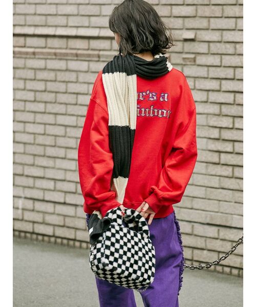 jouetie（ジュエティ）の「バックサテンロゴプルオーバー（スウェット・レディース・レッド/ブラック/オフホワイト・MEDIUM）」の14枚目の写真