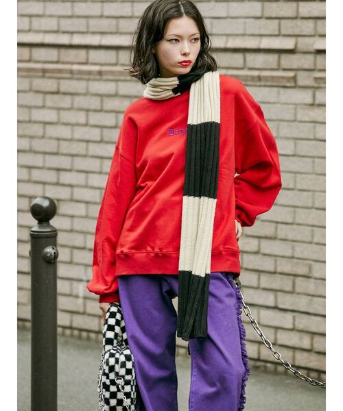 jouetie（ジュエティ）の「バックサテンロゴプルオーバー（スウェット・レディース・レッド/ブラック/オフホワイト・MEDIUM）」の15枚目の写真