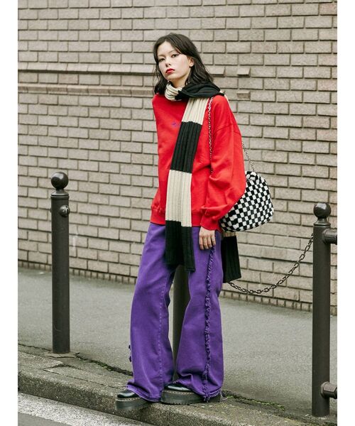 jouetie（ジュエティ）の「バックサテンロゴプルオーバー（スウェット・レディース・レッド/ブラック/オフホワイト・MEDIUM）」の17枚目の写真