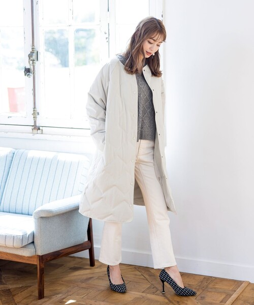 Tiaclasse（ティアクラッセ）の「【洗える】アラン柄キーネックニットトップス（ニット/セーター・レディース・ミント/ベージュ/ラベンダー/チャコールグレー・XL）」の16枚目の写真
