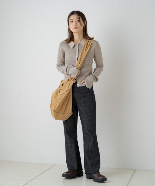 Kastane（カスタネ）の「襟付きネップチビカーデ・アームウォーマーSET（カーディガン/ボレロ・レディース・ピンクベージュ/ライトグレー/ブルー・FREE）」の21枚目の写真