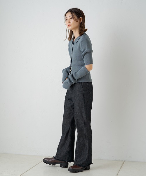 Kastane（カスタネ）の「襟付きネップチビカーデ・アームウォーマーSET（カーディガン/ボレロ・レディース・ピンクベージュ/ライトグレー/ブルー・FREE）」の15枚目の写真