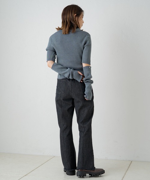 Kastane（カスタネ）の「襟付きネップチビカーデ・アームウォーマーSET（カーディガン/ボレロ・レディース・ピンクベージュ/ライトグレー/ブルー・FREE）」の17枚目の写真