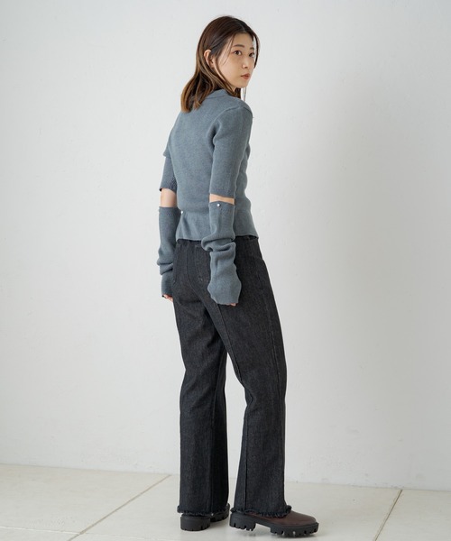 Kastane（カスタネ）の「襟付きネップチビカーデ・アームウォーマーSET（カーディガン/ボレロ・レディース・ピンクベージュ/ライトグレー/ブルー・FREE）」の18枚目の写真