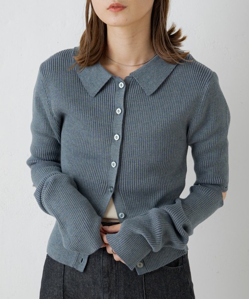 Kastane（カスタネ）の「襟付きネップチビカーデ・アームウォーマーSET（カーディガン/ボレロ・レディース・ピンクベージュ/ライトグレー/ブルー・FREE）」の11枚目の写真