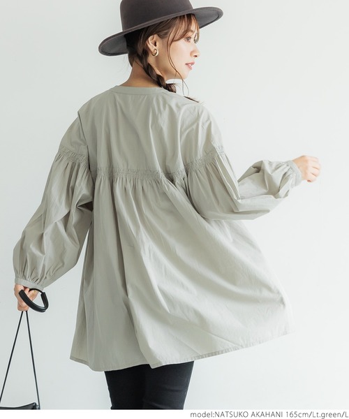coca(coca)(コカ)の「コットンシャーリングブラウス(シャツ/ブラウス・レディース・ブラック/ライトグリーン・M/L)」の10枚目の写真