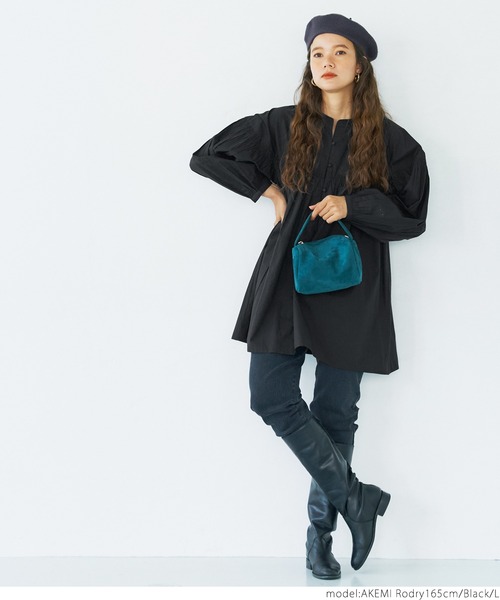 coca(coca)(コカ)の「コットンシャーリングブラウス(シャツ/ブラウス・レディース・ブラック/ライトグリーン・M/L)」の7枚目の写真