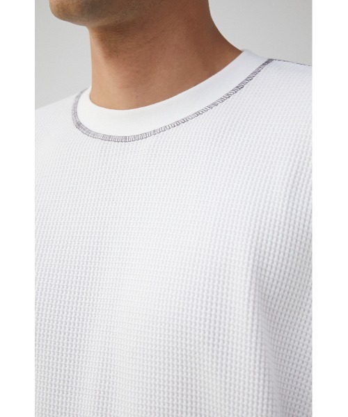 AZUL by moussy（アズールバイマウジー）の「OVER SILHOUETTE WAFFLE TOPS/オーバーシルエットワッフルトップス（Tシャツ/カットソー・メンズ・ホワイト/ブラック/ベージュ・MEDIUM/LARGE）」の10枚目の写真
