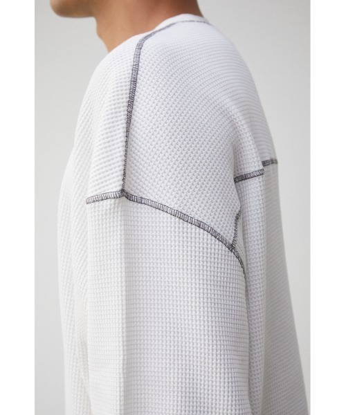 AZUL by moussy（アズールバイマウジー）の「OVER SILHOUETTE WAFFLE TOPS/オーバーシルエットワッフルトップス（Tシャツ/カットソー・メンズ・ホワイト/ブラック/ベージュ・MEDIUM/LARGE）」の11枚目の写真