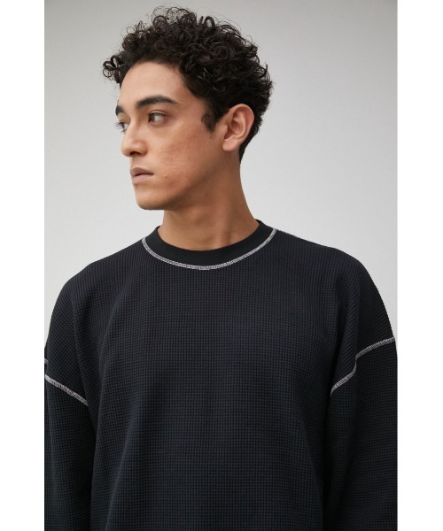 AZUL by moussy（アズールバイマウジー）の「OVER SILHOUETTE WAFFLE TOPS/オーバーシルエットワッフルトップス（Tシャツ/カットソー・メンズ・ホワイト/ブラック/ベージュ・MEDIUM/LARGE）」の14枚目の写真