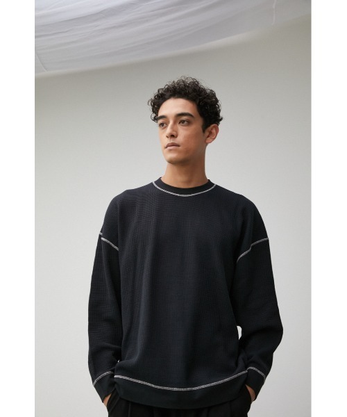 AZUL by moussy（アズールバイマウジー）の「OVER SILHOUETTE WAFFLE TOPS/オーバーシルエットワッフルトップス（Tシャツ/カットソー・メンズ・ホワイト/ブラック/ベージュ・MEDIUM/LARGE）」の15枚目の写真
