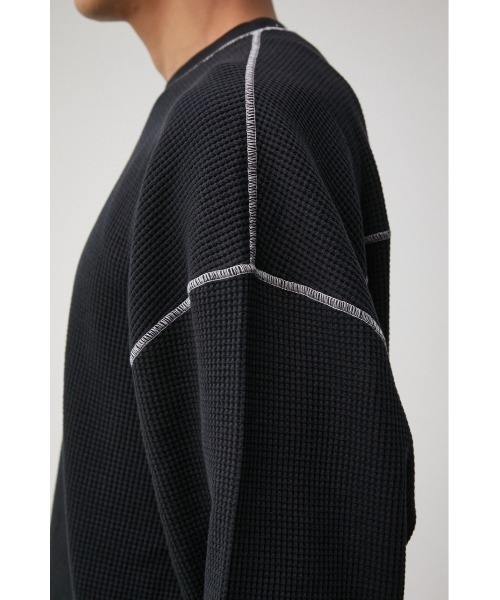 AZUL by moussy（アズールバイマウジー）の「OVER SILHOUETTE WAFFLE TOPS/オーバーシルエットワッフルトップス（Tシャツ/カットソー・メンズ・ホワイト/ブラック/ベージュ・MEDIUM/LARGE）」の21枚目の写真