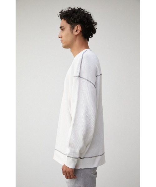 AZUL by moussy（アズールバイマウジー）の「OVER SILHOUETTE WAFFLE TOPS/オーバーシルエットワッフルトップス（Tシャツ/カットソー・メンズ・ホワイト/ブラック/ベージュ・MEDIUM/LARGE）」の8枚目の写真