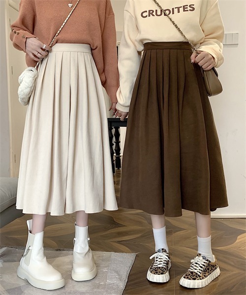 Dream garden（ドリームガーデン）の「タックプリーツロングスカート（スカート・レディース・ベージュ/ブラウン/ブルー/カーキ/ブラック・L/M/S）」の13枚目の写真