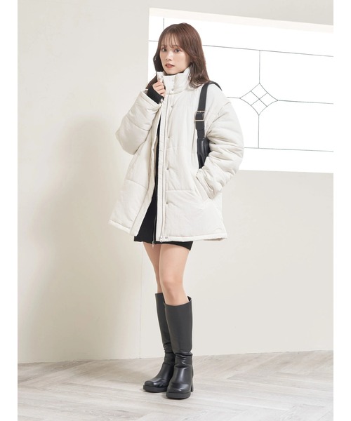 earth music&ecology（アースミュージックアンドエコロジー）の「マルチＷＡＹ中綿コート（その他アウター・レディース・ブラック/ホワイト/ラベンダー・FREE）」の7枚目の写真