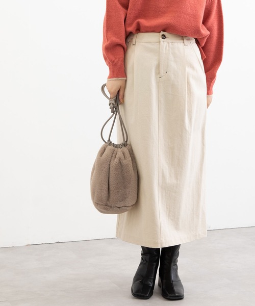 POU DOU DOU（プードゥドゥ）の「ロングナロースカート（スカート・レディース・ミント/キナリ/キャメル・3）」の2枚目の写真