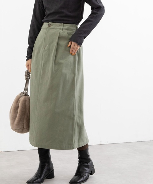 POU DOU DOU（プードゥドゥ）の「ロングナロースカート（スカート・レディース・ミント/キナリ/キャメル・3）」の3枚目の写真