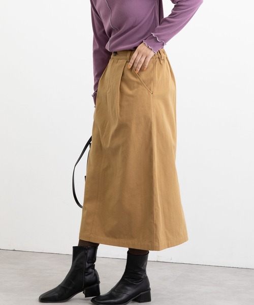 POU DOU DOU（プードゥドゥ）の「ロングナロースカート（スカート・レディース・ミント/キナリ/キャメル・3）」の5枚目の写真