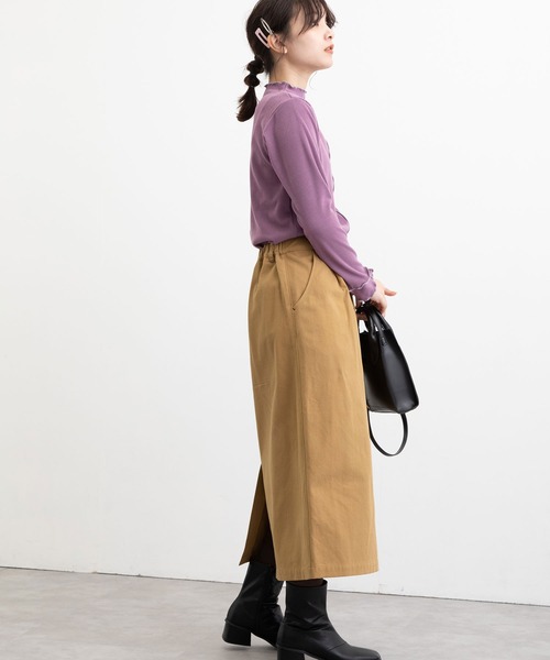 POU DOU DOU（プードゥドゥ）の「ロングナロースカート（スカート・レディース・ミント/キナリ/キャメル・3）」の9枚目の写真