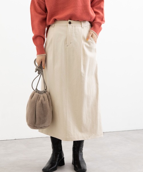 POU DOU DOU（プードゥドゥ）の「ロングナロースカート（スカート・レディース・ミント/キナリ/キャメル・3）」の21枚目の写真