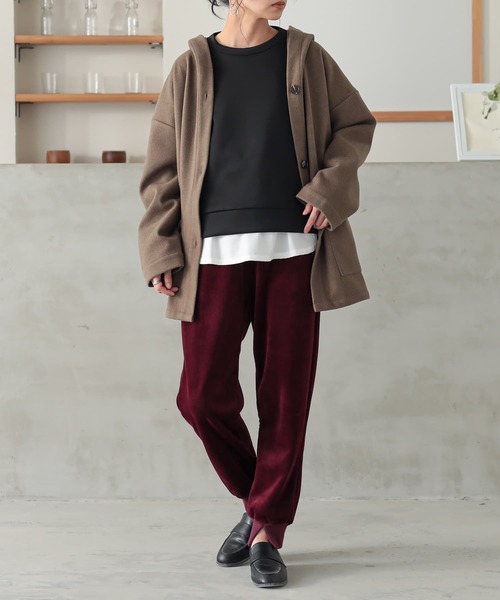 osharewalker（オシャレウォーカー）の「『裏ベロアリブジョガーパンツ』（その他パンツ・レディース・ブラック/カーキ/ボルドー・1/2）」の7枚目の写真