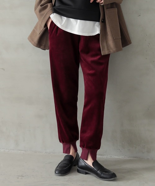 osharewalker（オシャレウォーカー）の「『裏ベロアリブジョガーパンツ』（その他パンツ・レディース・ブラック/カーキ/ボルドー・1/2）」の4枚目の写真