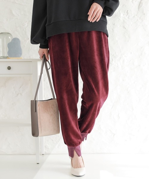 osharewalker（オシャレウォーカー）の「『裏ベロアリブジョガーパンツ』（その他パンツ・レディース・ブラック/カーキ/ボルドー・1/2）」の9枚目の写真