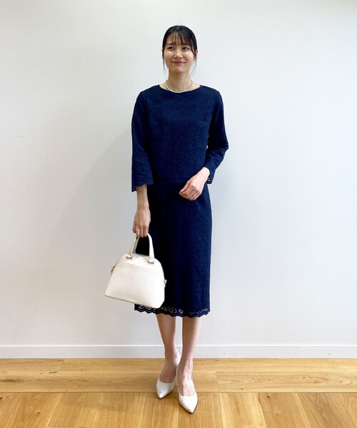 ☆新品☆オペークドットクリップ　溝呂木レース　ロングスカート　フリーサイズ　紺☆ ☆新品☆オペークドットクリップ溝呂木レースロングスカート