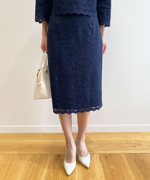 ☆新品☆オペークドットクリップ溝呂木レースロングスカート