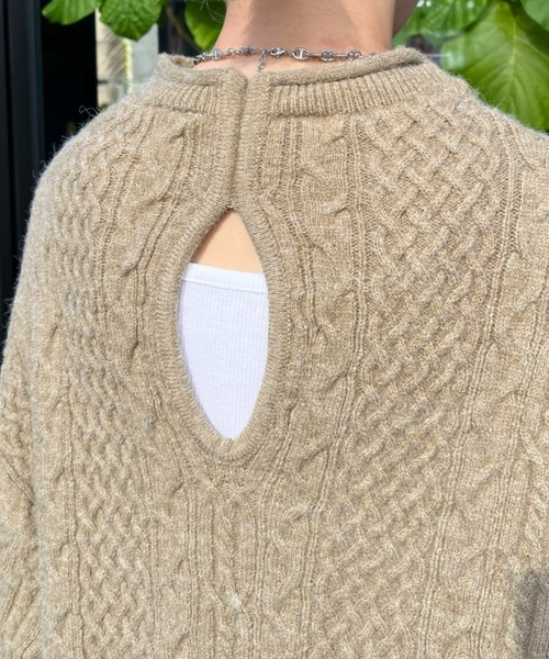 CIAOPANIC(チャオパニック)の「バックオープンケーブルニットチュニックワンピ/ミニワンピ(ワンピース・レディース・レッド/アイボリー/オリーブ・FREE)」の9枚目の写真