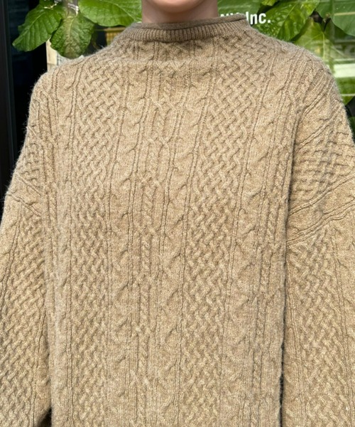 CIAOPANIC(チャオパニック)の「バックオープンケーブルニットチュニックワンピ/ミニワンピ(ワンピース・レディース・レッド/アイボリー/オリーブ・FREE)」の4枚目の写真