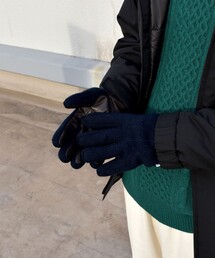 SHIPS any: ニット×レザー コンビ グローブ 22FW