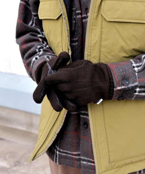 SHIPS any(シップス エニィ)の「SHIPS any: ニット×レザー コンビ グローブ 22FW(手袋・メンズ・ブラック/ネイビー/ブラウン・ONE SIZE)」の7枚目の写真