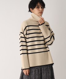 OPAQUE.CLIP | 【C】ストレッチウールMIX ボーダーハイネックニット(ニット/セーター)