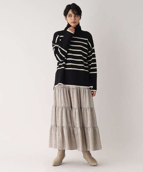 OPAQUE.CLIP（オペークドットクリップ）の「◆【C】ストレッチウールMIX ボーダーハイネックニット（ニット/セーター・レディース・ベージュ系その他5/ブラック系2/レッド系4・38/36）」の17枚目の写真