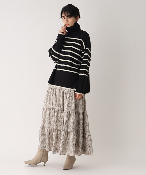 OPAQUE.CLIP（オペークドットクリップ）の「◆【C】ストレッチウールMIX ボーダーハイネックニット（ニット/セーター・レディース・ベージュ系その他5/ブラック系2/レッド系4・38/36）」の22枚目の写真
